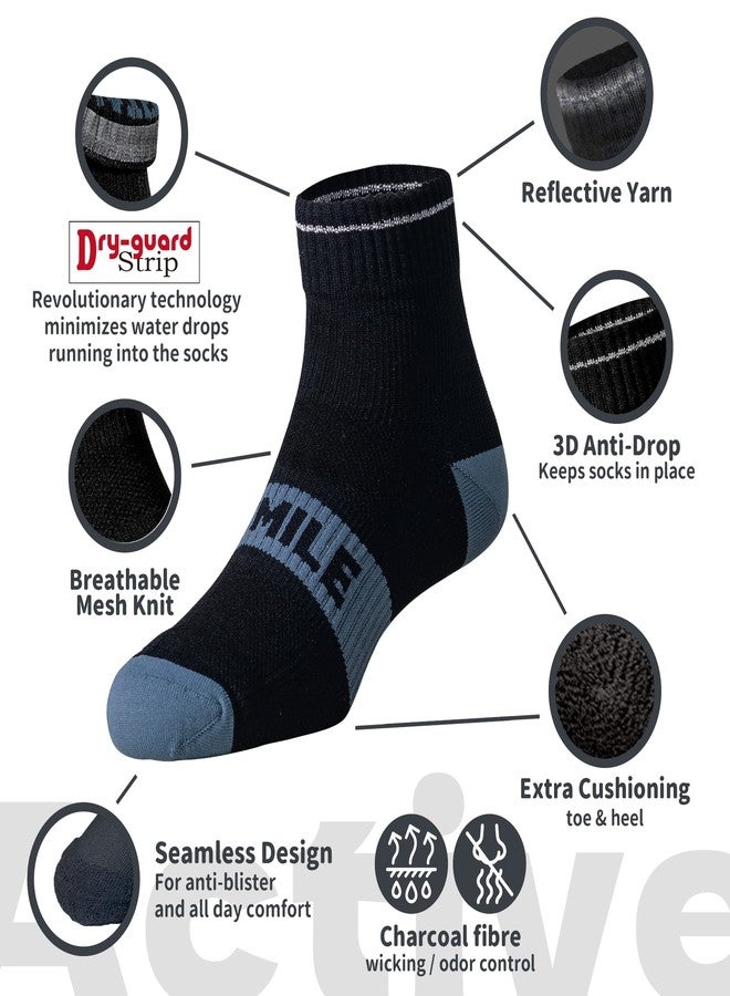 DRYMILE Active Waterproof Socks, Breathable Cushioned Running, Hiking, Winter Waterproof Socks for Men & Women - Ankle (Large, Black/Blue) - Image 4